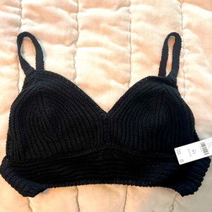 Anthropologie bralette- black crochet. M petite -